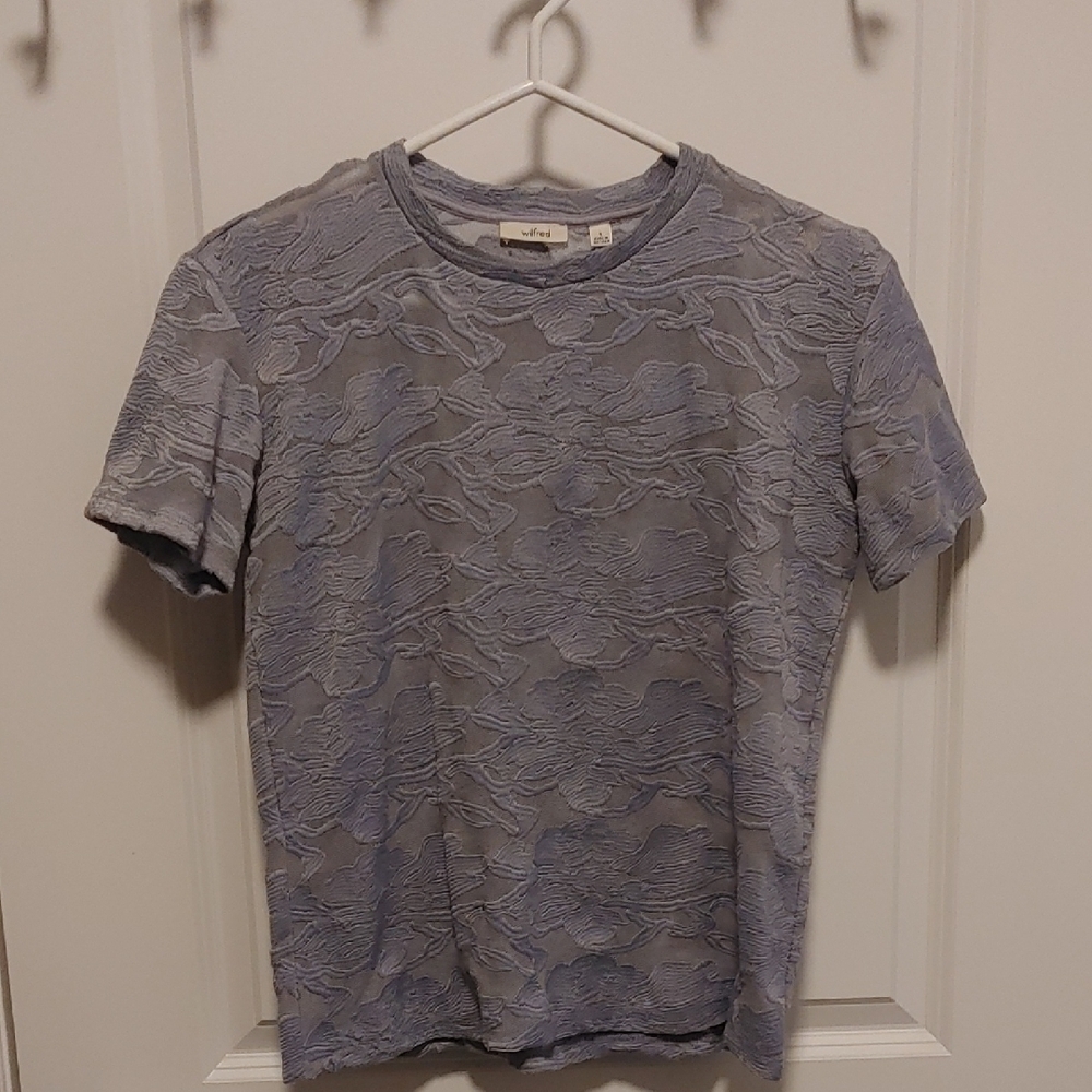 Wilfred Light Blue Textured Short Sleeve Shirt Size Small